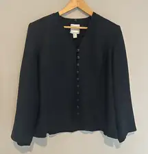 Joseph Ribkoff Creations VTG Black Sparkly Full Button Front Blazer Jacket Sz 16
