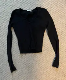 Perfect White Tee Black Waffle Long Sleeve 