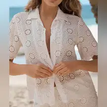 Beach Riot Lexie Top White Magnolia Eyelet Lace Button Up Shirt