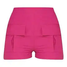 Pretty‎ Little Thing Hot Pink Tailored Shorts Pocket Front Detail Women Size 8