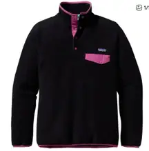 Patagonia, black and pink fleece jacket