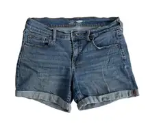 Old Navy Denim Shorts Women's 4 Blue Mid Rise Cuffed Jean Fitted Summer Casual