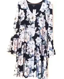 Karen Kane multicolor floral long-sleeve A-line dress