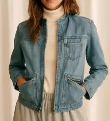 Vintage Old Navy 90s Minimalist French Chic Zip Up Denim Jacket