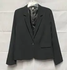 Frenchi Women's Button Front Black Blazer Jacket Size XL Career Workwear Casual