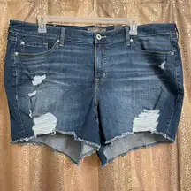 Torrid 5 Inch Vintage Stretch Mid-Rise Short Blue Distressing Size 24 NWT