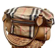 Burberry  Nova Check Baby Bag Oversized Travel Duffle Purse Canvas Leather