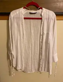 Zara White Long Sleeve Button Up Shirt