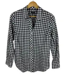 Talbots Womens Gingham Plaid Button Down Shirt‎ Sz Small Black Capsule Everyday