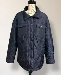Ci‎ Sono Outherwear XL Navy Quilted Puffer Jacket Snap Front Coat Utility Pocket