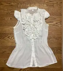Ali & Kris ruffle blouse. Ivory in color. Size Medium