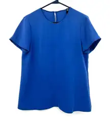 J.Crew size 8 blue short sleeve blouse shirt top‎ keyhole back