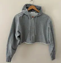 Garage cropped half zip hoodie copying blend long sleeves gray size S