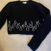 Black Flame Crop Sweater