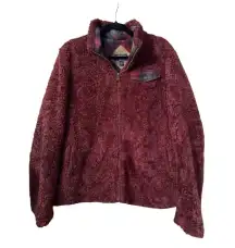 Pendleton Burgandy Sherpa pull over pleaid wool accents L