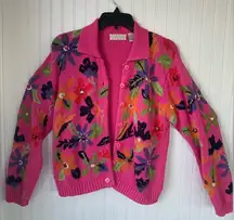 Sigrid Olsen Pink Floral Cardigan