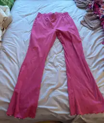 Pull On Flare Pink Ribbed Pants