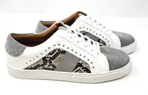 Steve Madden Annita Sneaker Leather Reptile Snakeskin Studs 7.5 Tennis Shoe