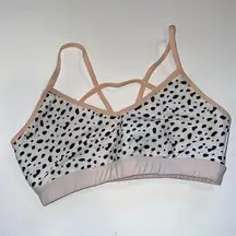 White fox Sarah’s Day Sports bra pullover criss cross back polka dot non padded