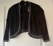 Anthropologie Knitted & Knotted Black Silver Open Front Cardigan Shrug Women's S
