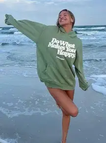 The Beach Club “Do What Makes You Happy” Hoodie Sage Green