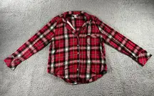 Victoria’s Secret‎ Pajama Shirt Women Medium Plaid Long Sleeve Button Up Lounge