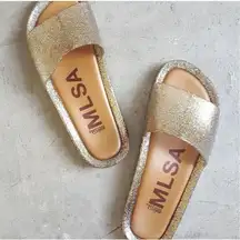MELISSA | Gold Silver Glitter Beach Slide Sandals Sandal Jellies Jelly | Size 5