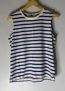 EVERLANE THE PREMIUM WEIGHT BLUE/WHITE STRIPE MUSCLE TEE TANK TOP SMALL