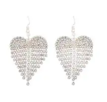 Women's Cubic Zirconia Diamond Love Heart Dangle Drop Earrings