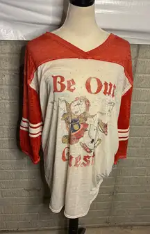 Disney Beauty and the Beast Be Our Guest Red White Graphic Tee XL