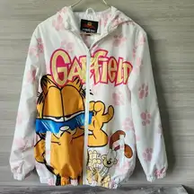 Garfield x Members Only Women MNL180127 White Full Zip Windbreaker Jacket Size M