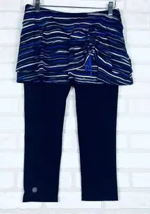 Athleta Skortee Skirt Capri‎ Leggings Blue Stripe Activewear Womens Size Small