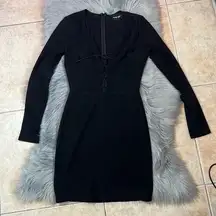 EUC Nasty Gal Black Long Sleeve Lace Up Front Mini Dress sz S
