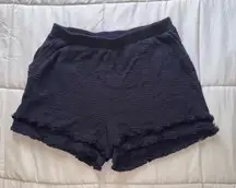 Cynthia Rowley Navy Blue Textured Shorts With Raw Hem and Pockets Size 1X