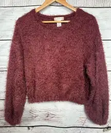 Altard State Womens Crop Blush Fuzzy Sweater Size Medium‎ Long Sleeve Pullover
