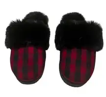 Gianni Bini Faux Fur Size US 9 slippers  house shoes fuzzy plaid buffalo plaid