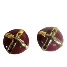 St. John Red Enamel & Gold-Tone "X" Clip-On Statement Earrings