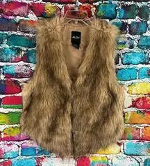 Me Jane Faux Fur Vest Hook & Eye Closure Boho Hippie Size Large