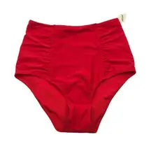 Aerie High Waisted Full Coverage Red Bikini Bottom Ruched S