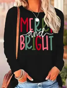 Merry and Bright Longsleeve Christmas Tee shirt