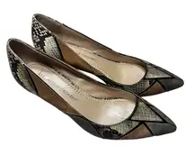 JEAN-MICHEL CAZABAT Pointy Toe Womens EU 39 US 8 Suede Patchwork Kitten Heels