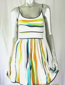 Cooperative SZ XS Rayon Flowy Beachy Key Hole Back Tunic Striped Mini Dress