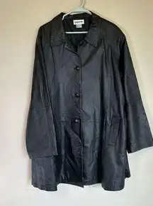 Bagatelle  Women's Black Leather Trench Coat Jacket 3XL Plus