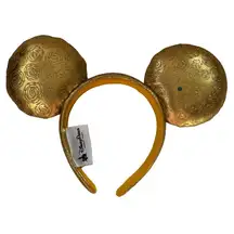 Disney Parks Beauty & the Beast Minnie Mouse Gold Glitter Mickey Ears