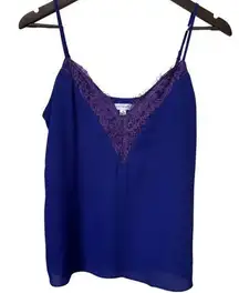 Socialite Women's V-Neck Lace Royal Blue Camisole Top Size Small