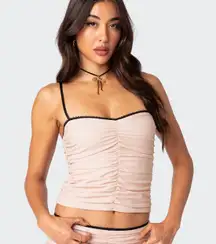 Edikted pink and black lace silk top