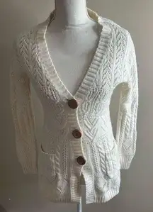 Vintage Gap wool blend open cable knit v neck cardigan medium