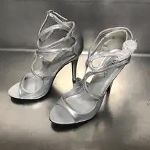 Venus Silver High Heel Sandals - NWOT.  Scuff and Scratch Mark. Refer to Photos.