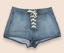 NWOT carmar tie-up denim micro mini low rise shorts