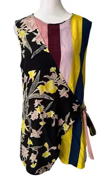 Diane Von Furstenberg multicolor striped silk wrap sleeveless top size M